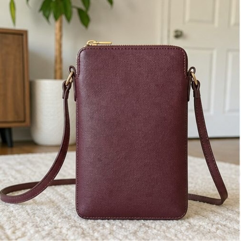 Burgundy Saffiano Crossbody Bag